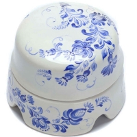 Нажмите для увеличения Коробка распределительная, фарфоровая Salvador BOX2WT.GZ, D85, белая с росписью под Гжель