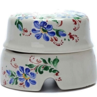 Нажмите для увеличения Коробка распределительная, фарфоровая Salvador BOX2WT.RJ, D85 мм, белая с росписью Жостово