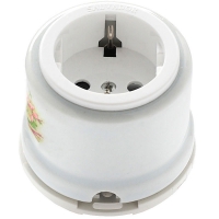 Нажмите для увеличения Розетка с заземлением и шторками для наружного монтажа фарфоровый Salvador OP12AP, яблоня