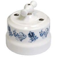 Нажмите для увеличения Ретро выключатель одноклавишный Lindas проходной, цвет гжель