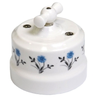 Нажмите для увеличения Ретро выключатель одноклавишный Lindas проходной, васильки