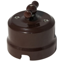 Нажмите для увеличения Ретро выключатель одноклавишный Lindas проходной, цвет коричневый