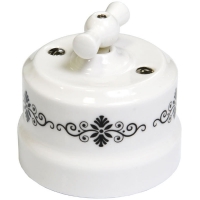 Нажмите для увеличения Ретро выключатель одноклавишный Lindas проходной, черный узор