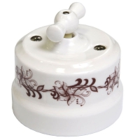 Нажмите для увеличения Ретро выключатель одноклавишный Lindas проходной, коричневый узор