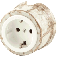 Нажмите для увеличения Розетка с заземлением и шторками для наружного монтажа фарфоровый Salvador цвет Мрамор, OP12MR