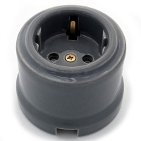 Нажмите для увеличения Розетка classic "Царский Стиль" фарфоровая с з/к, 16А, 250В, Серая