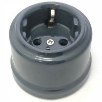 Нажмите для увеличения Розетка ретро "Царский Стиль и RSL" фарфоровая с з/к, 16А, 250В, Титан