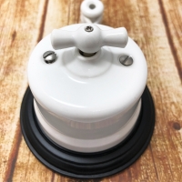 Нажмите для увеличения Выключатель двухклавишный classic "Царский Стиль", фарфоровый, Белый