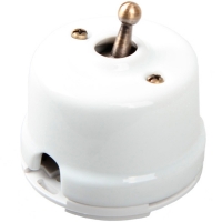 Нажмите для увеличения Выключатель тумблерный 2-х позиционный фарфоровый Salvador цвет Белый, OP41WT