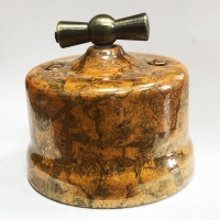 Нажмите для увеличения Выключатель одноклавишный (проходной) classic Царский Стиль , Фарфоровый, Оранжевый мрамор