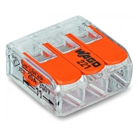 Нажмите для увеличения Клемма для 3 проводников универсальная с рычагом, прозрачная 0,14-4,00 мм2 221-413 WAGO